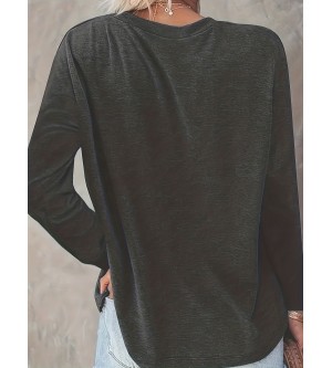 Sunflower Print Long Sleeve T-Shirt for Women - Casual Spring and Fall Fashion